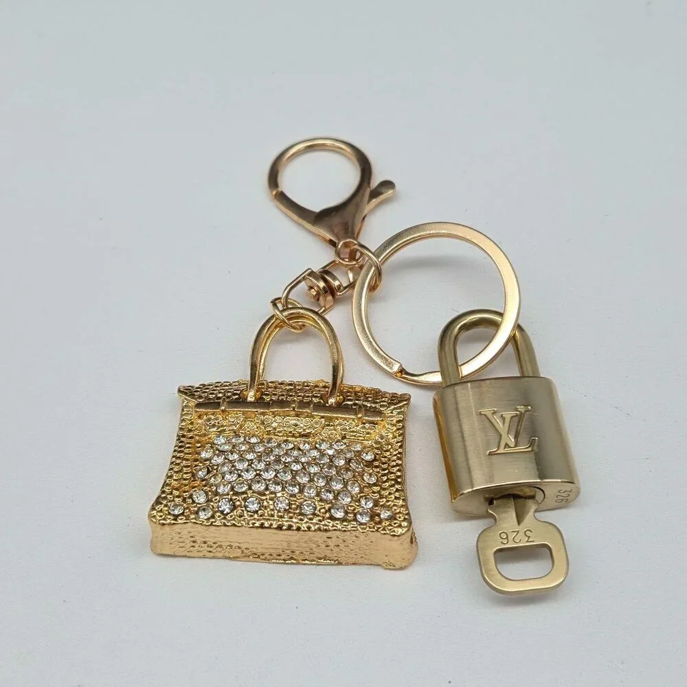 Louis Vuitton Gold Padlock 🔒 Key Set Authentic LV w/ Unbranded Bag Keychain